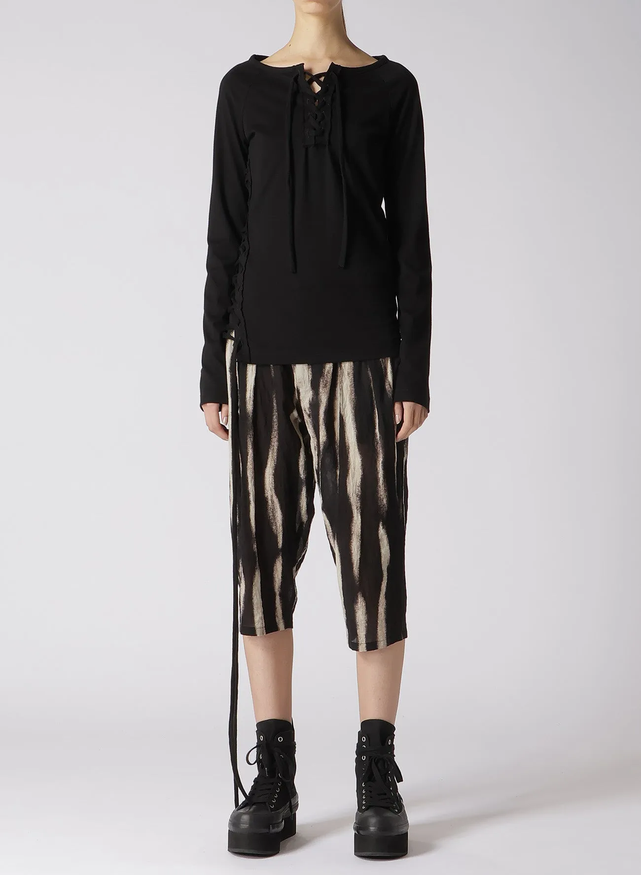 60/2 COTTON JERSEY LACE-UP LONG T-SHIRT sold by Yohji Yamamoto product image thumbnail 4