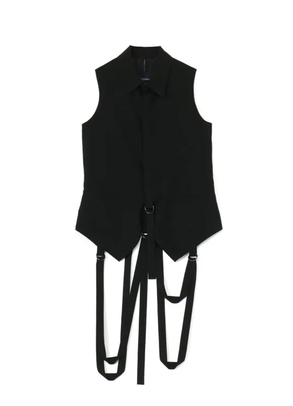 COTTON TENCEL LAWN HANGING STRAP COLLAR VEST sold by Yohji Yamamoto