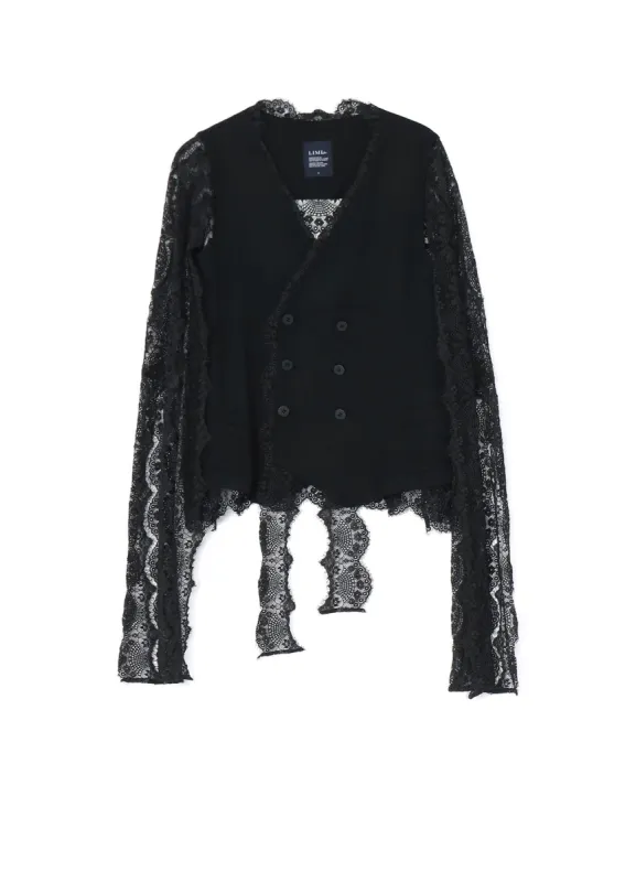 LAWN + SATIN SCALLOP DOUBLE VEST sold by Yohji Yamamoto