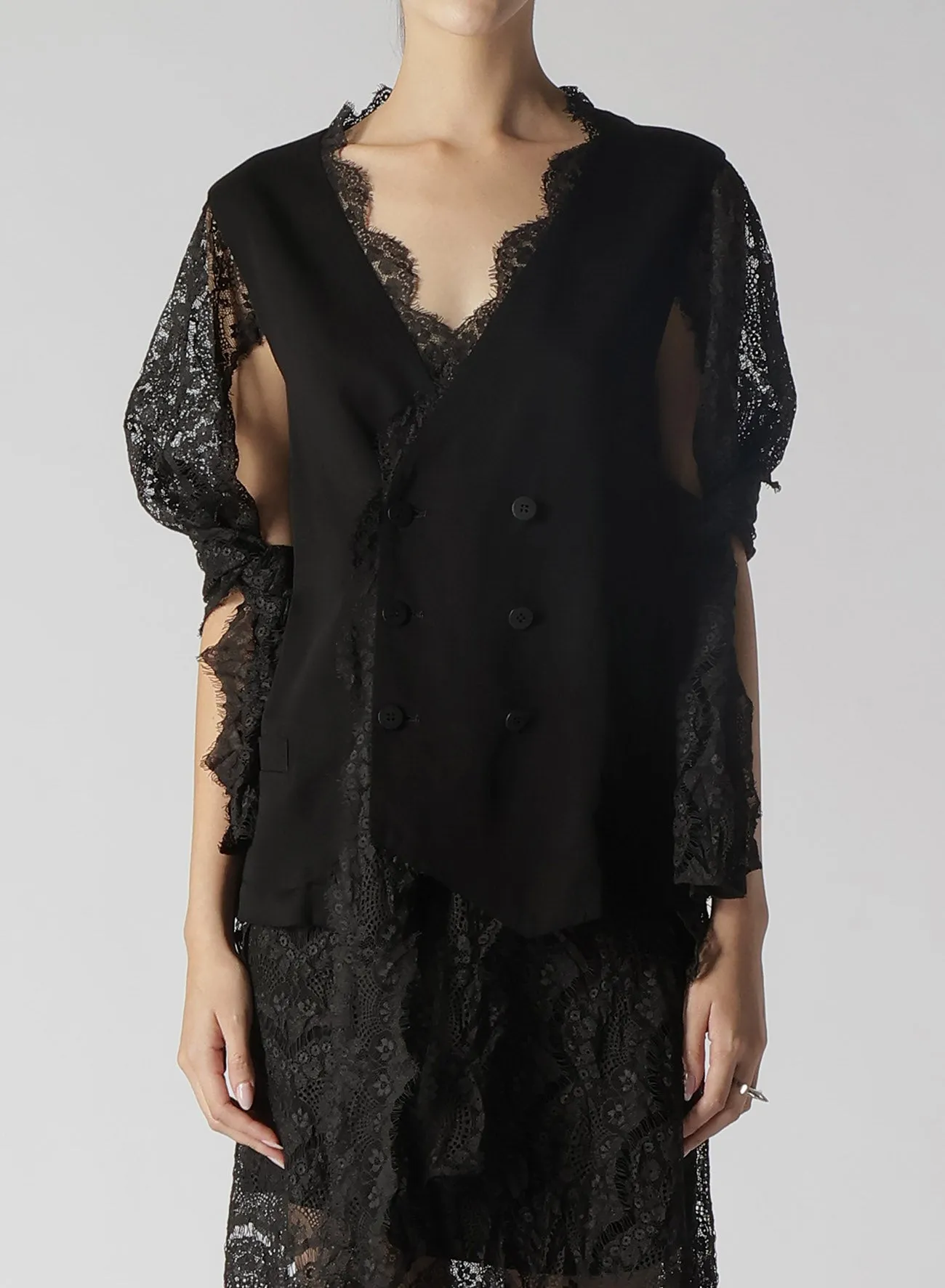 LAWN + SATIN SCALLOP DOUBLE VEST sold by Yohji Yamamoto product image thumbnail 5