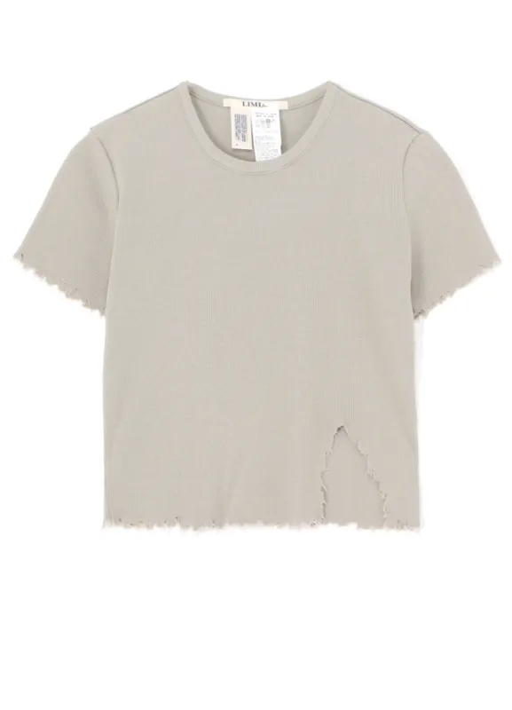 COTTON RAYON RIB T-SHIRT WITH DAMAGED HEM sold by Yohji Yamamoto