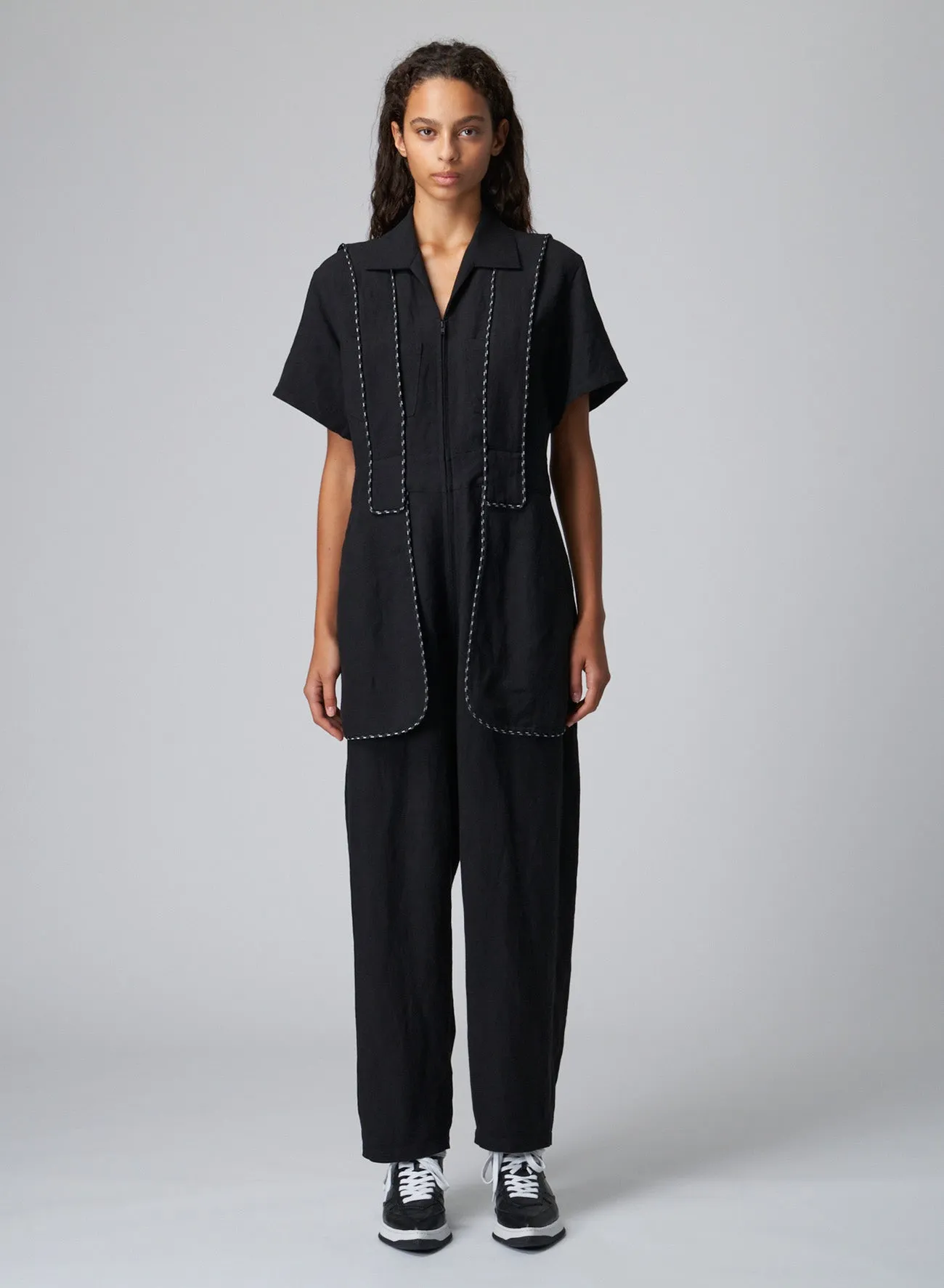 LINEN/RAYON CANVAS JUMPSUIT sold by Yohji Yamamoto product image thumbnail 5