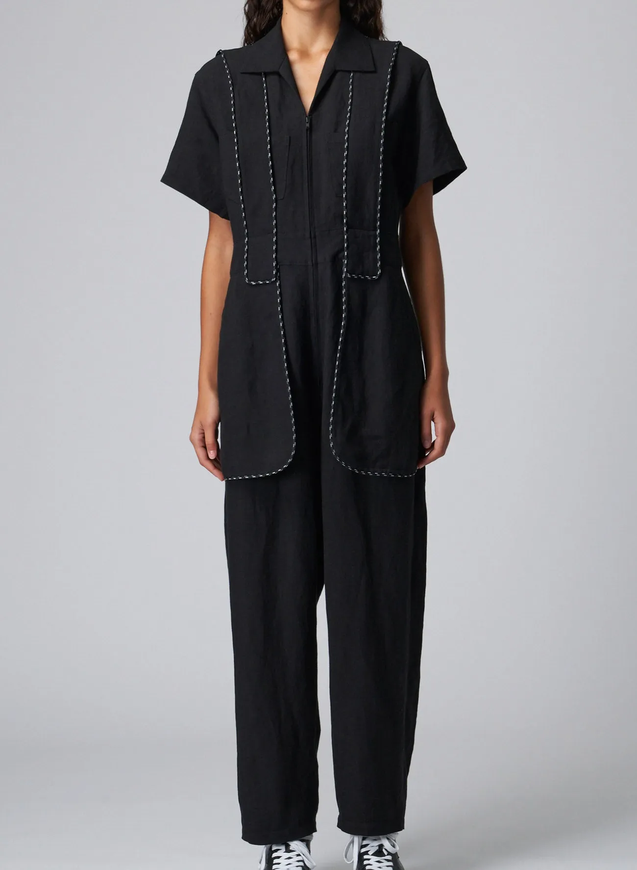 LINEN/RAYON CANVAS JUMPSUIT sold by Yohji Yamamoto product image thumbnail 4