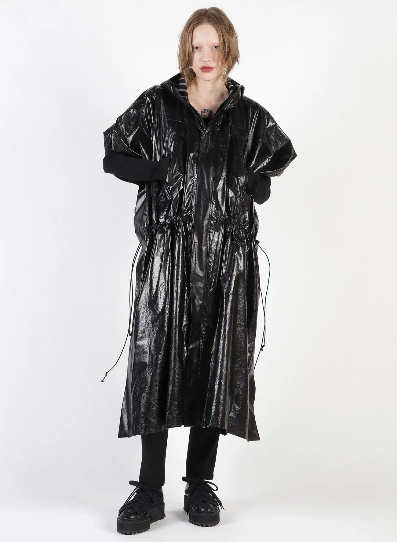 Foil Print Stripe Square Long Coat sold by Yohji Yamamoto product image thumbnail 5