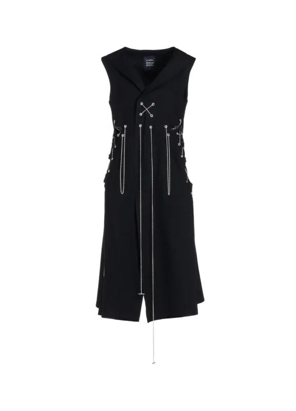 METAL EYELET DENIM SIDE SLIT LONG VEST made by Yohji Yamamoto