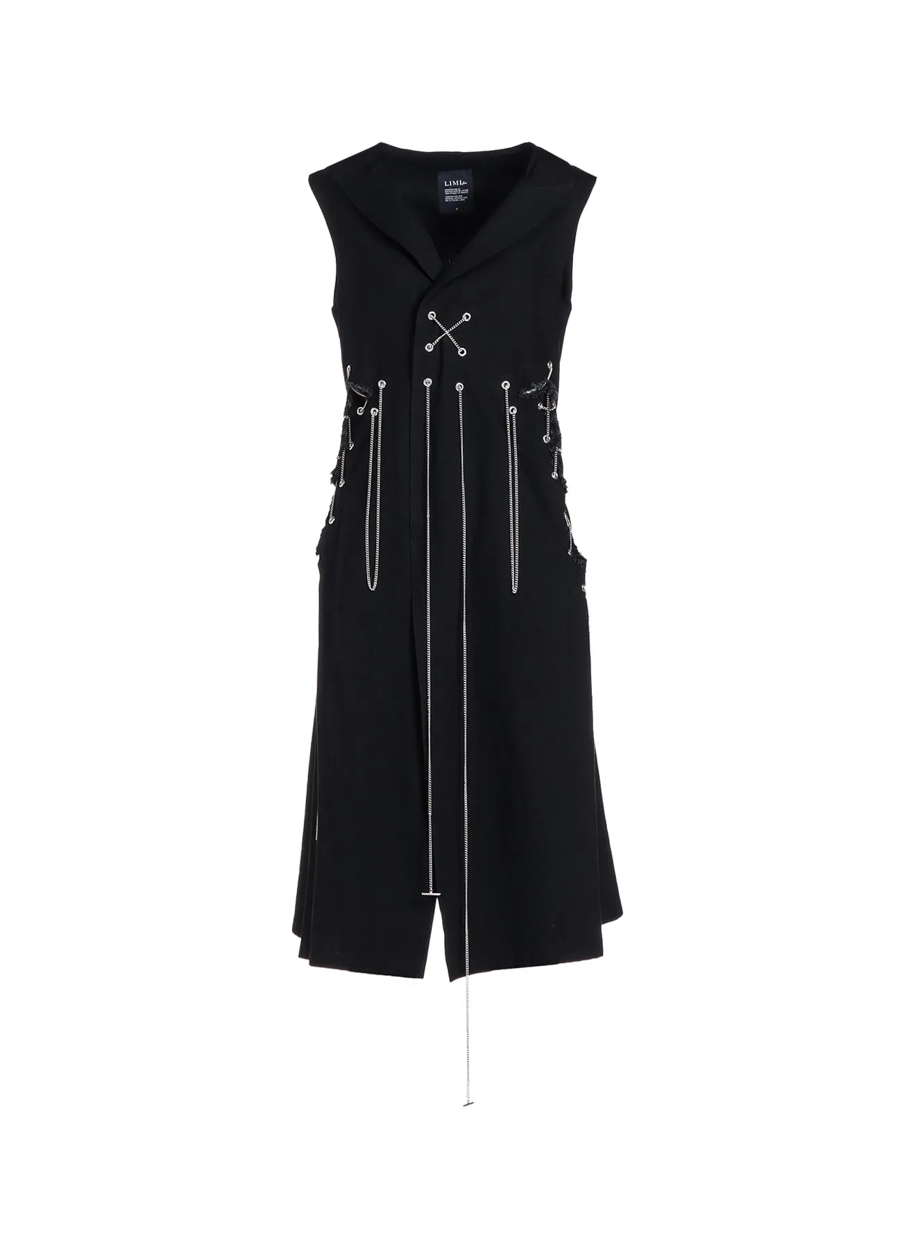 METAL EYELET DENIM SIDE SLIT LONG VEST sold by Yohji Yamamoto