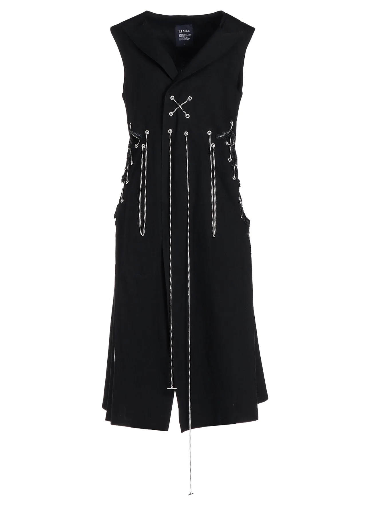 METAL EYELET DENIM SIDE SLIT LONG VEST sold by Yohji Yamamoto product image thumbnail 2