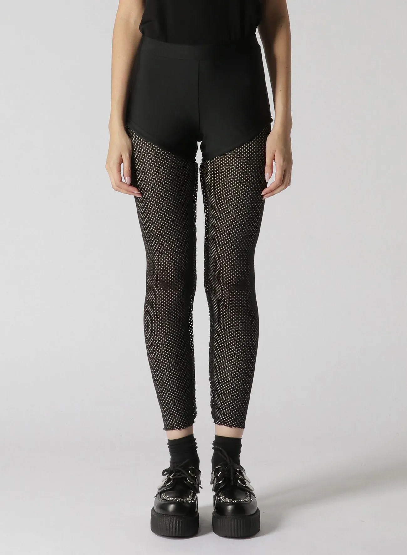 NYLON POLYURETHANE TRICOT MESH PANEL LEGGINGS sold by Yohji Yamamoto product image thumbnail 4