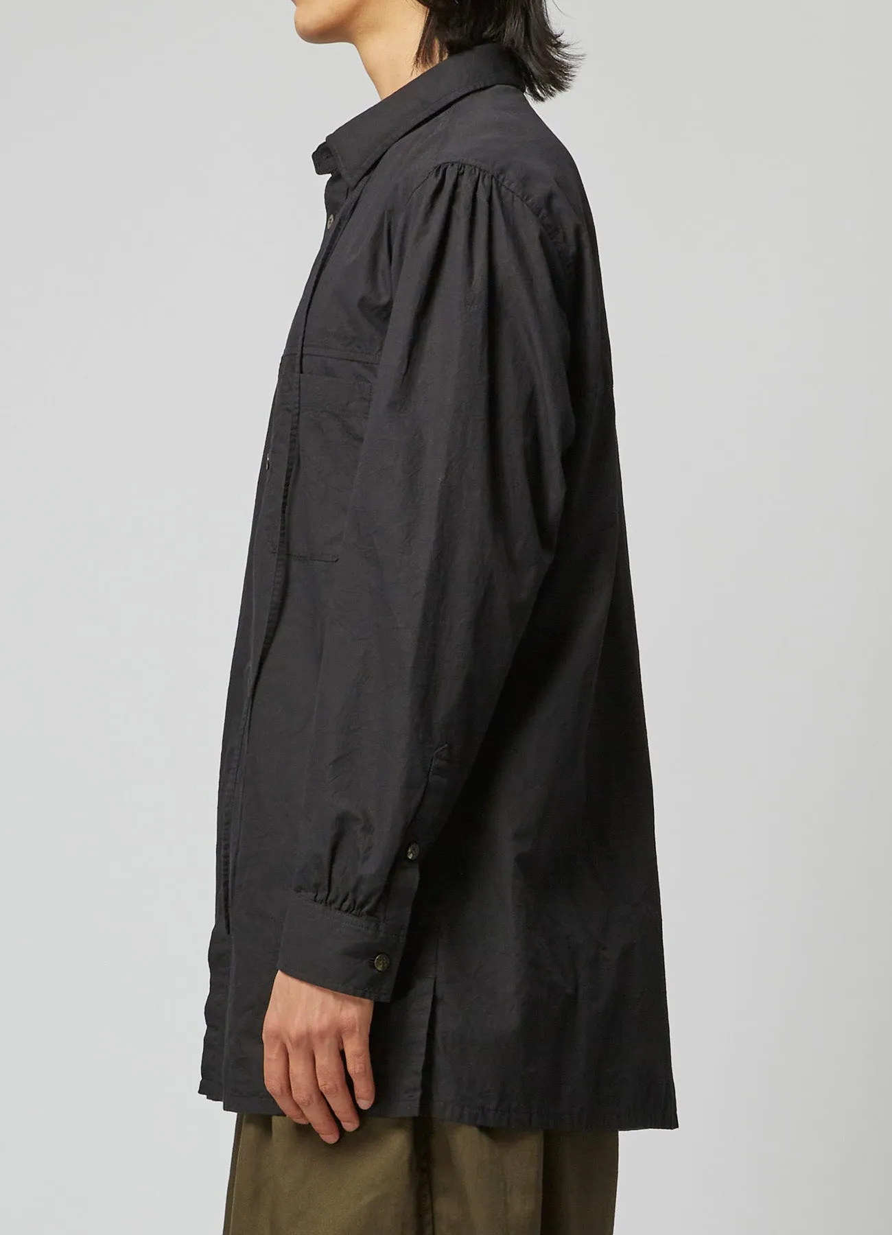 WRINKLED COTTON BROADCLOTH SHIRT WITH COLLAR CORD DETAIL sold by Yohji Yamamoto product image thumbnail 4
