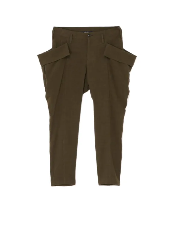 RAYON/LINEN POPLIN PANTS WITH LARGE DRAPEY POCKETS sold by Yohji Yamamoto