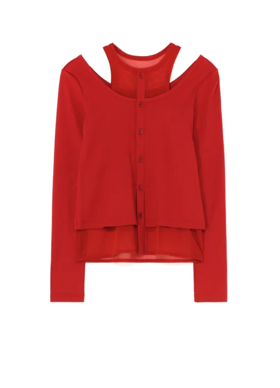 60/2 COTTON JERSEY LAYERED CARDIGAN WITH TULLE sold by Yohji Yamamoto