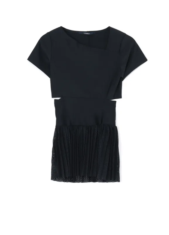 NYLON POLYURETHANE TRICOT MESH PLEATED T-SHIRT sold by Yohji Yamamoto