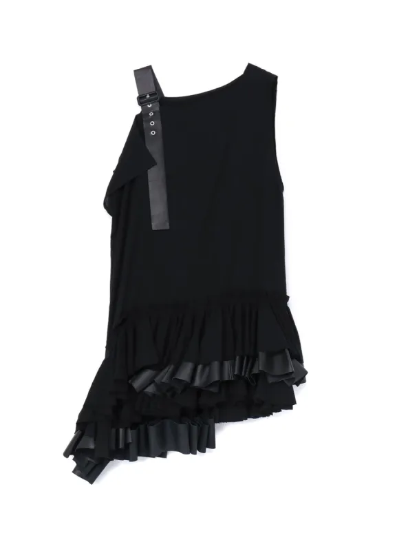 COTTON LINEN RAYON LAWN DRESS WITH GATHERED SKIRT sold by Yohji Yamamoto