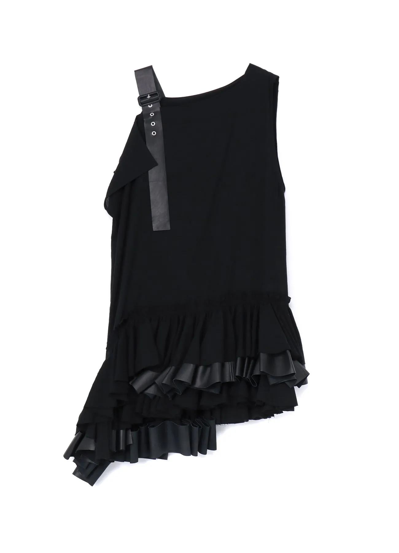 COTTON LINEN RAYON LAWN DRESS WITH GATHERED SKIRT sold by Yohji Yamamoto