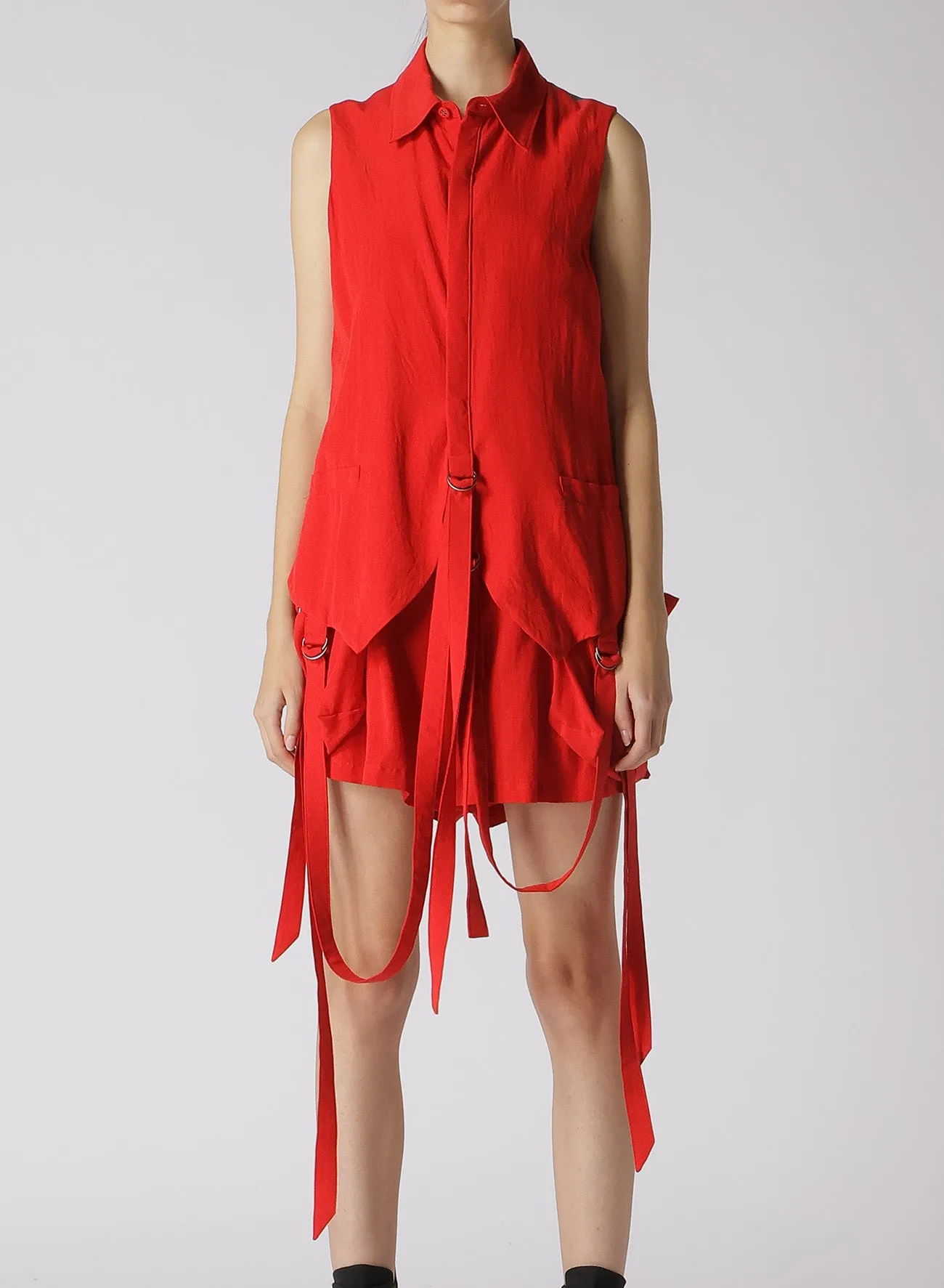 SOFT BROAD COTTON HANGING STRAP COLLAR VEST sold by Yohji Yamamoto product image thumbnail 5