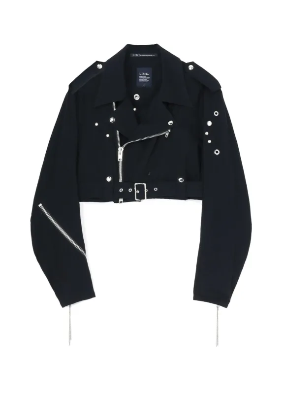 METAL EYELET SHORT DENIM BIKER JACKET sold by Yohji Yamamoto