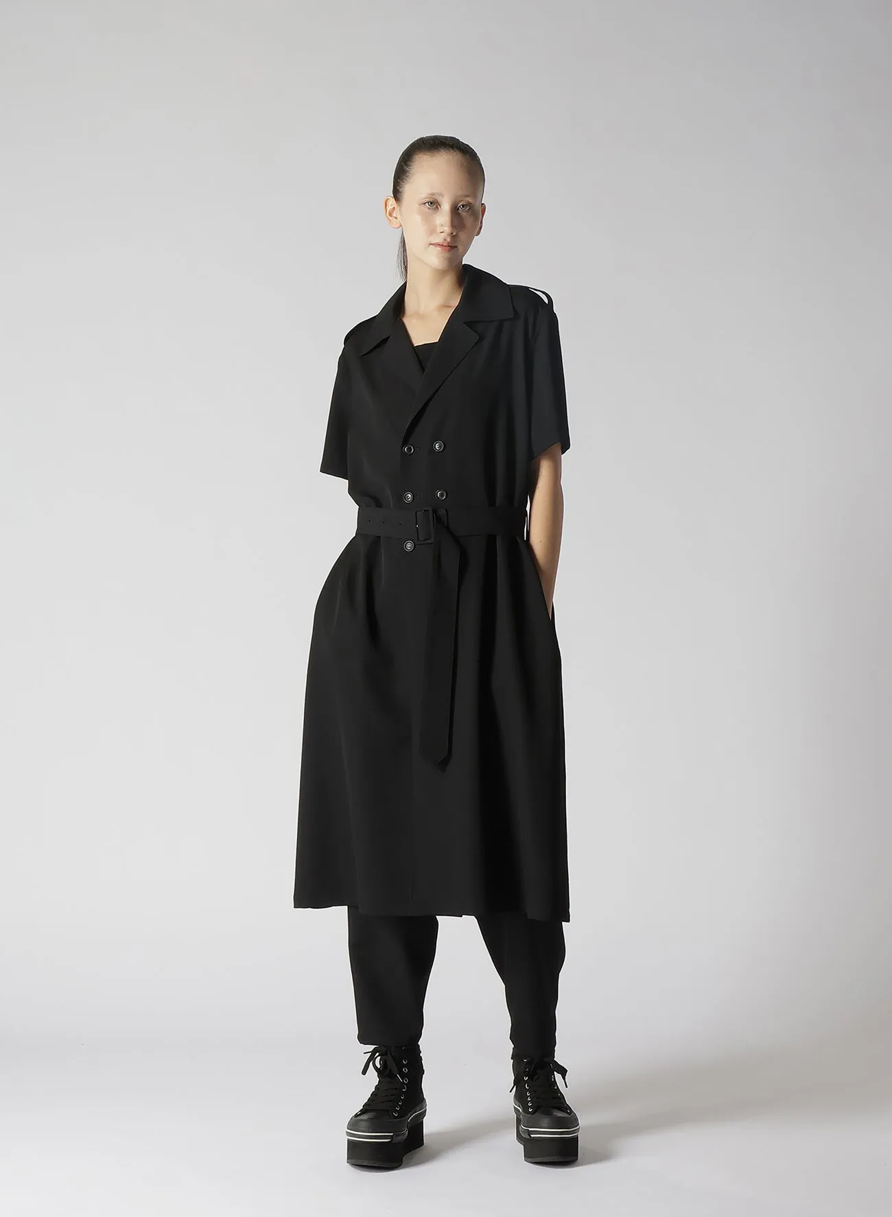 WOOL GABARDINE SHORT SLEEVE COAT sold by Yohji Yamamoto product image thumbnail 5