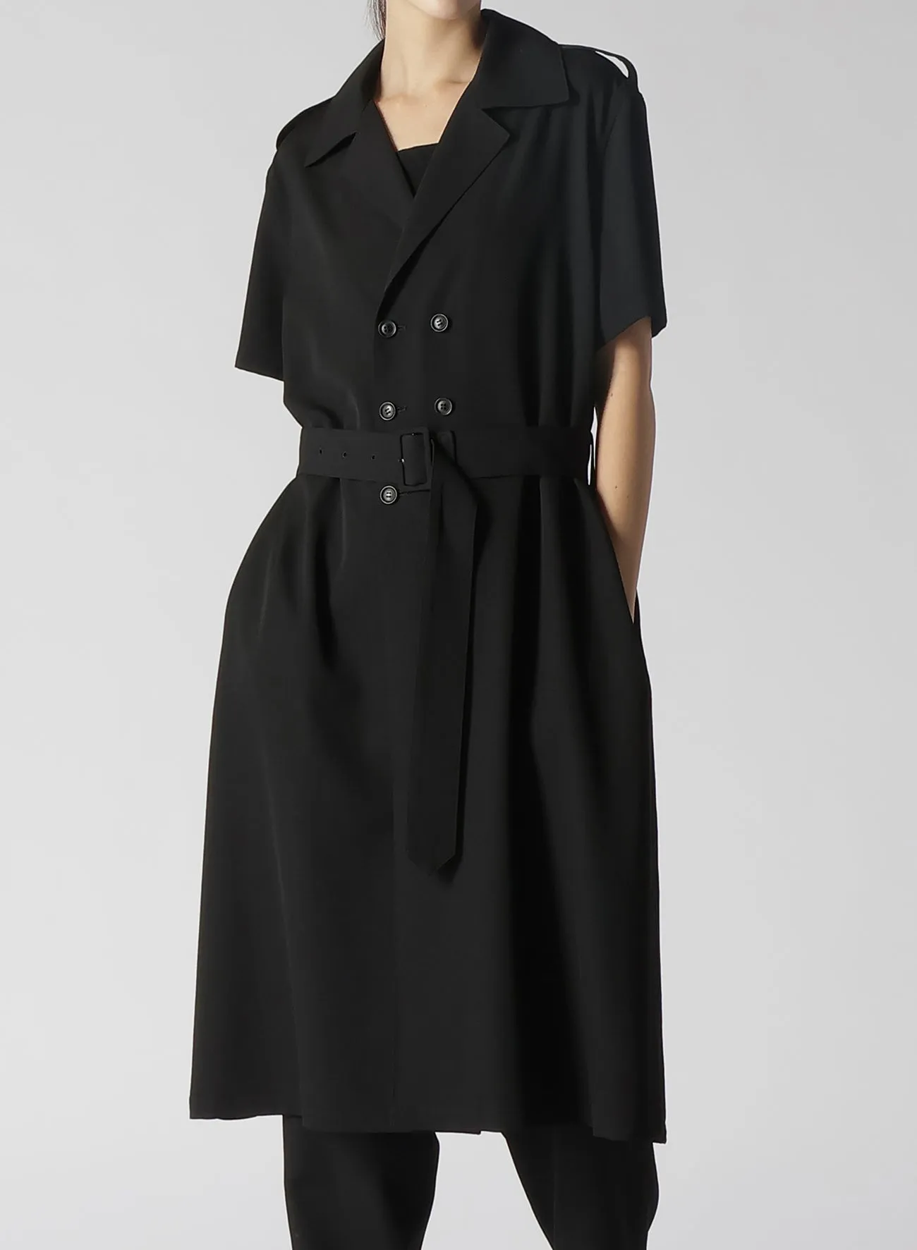 WOOL GABARDINE SHORT SLEEVE COAT sold by Yohji Yamamoto product image thumbnail 4