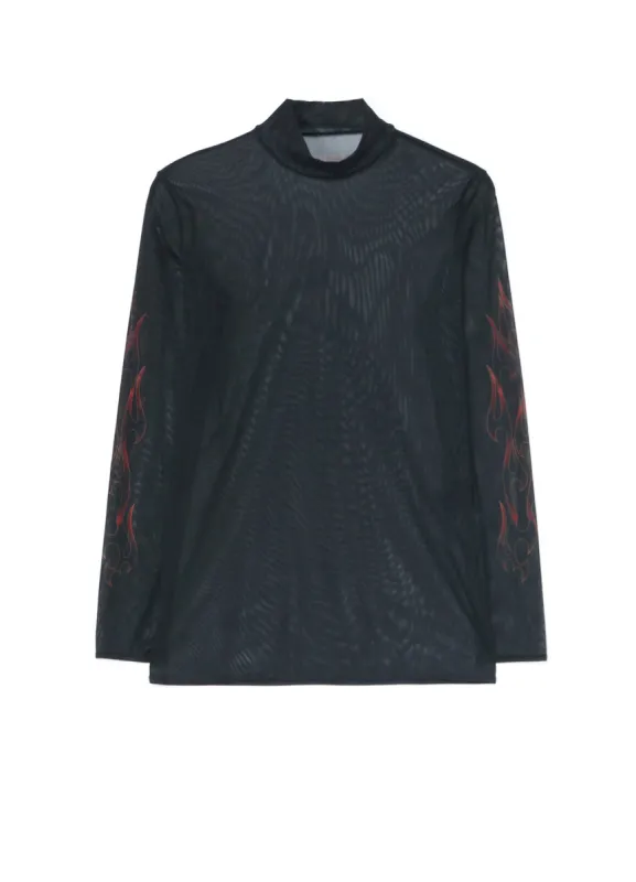 FIRE PRINT TOP WITH MOCK TURTLENECK sold by Yohji Yamamoto