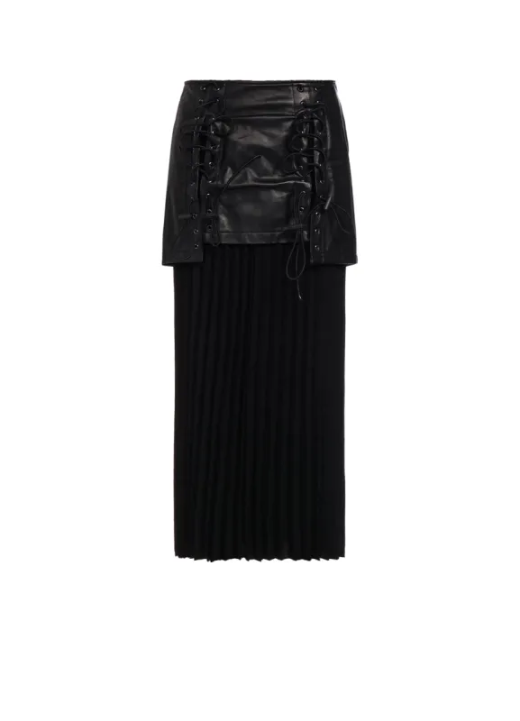 LIGHT SERGE LACE-UP DETAIL SKIRT sold by Yohji Yamamoto