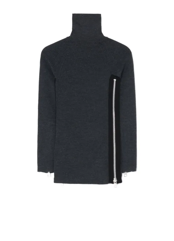 SOFT WOOL TURTLENECK PULLOVER WITH FASTENER sold by Yohji Yamamoto