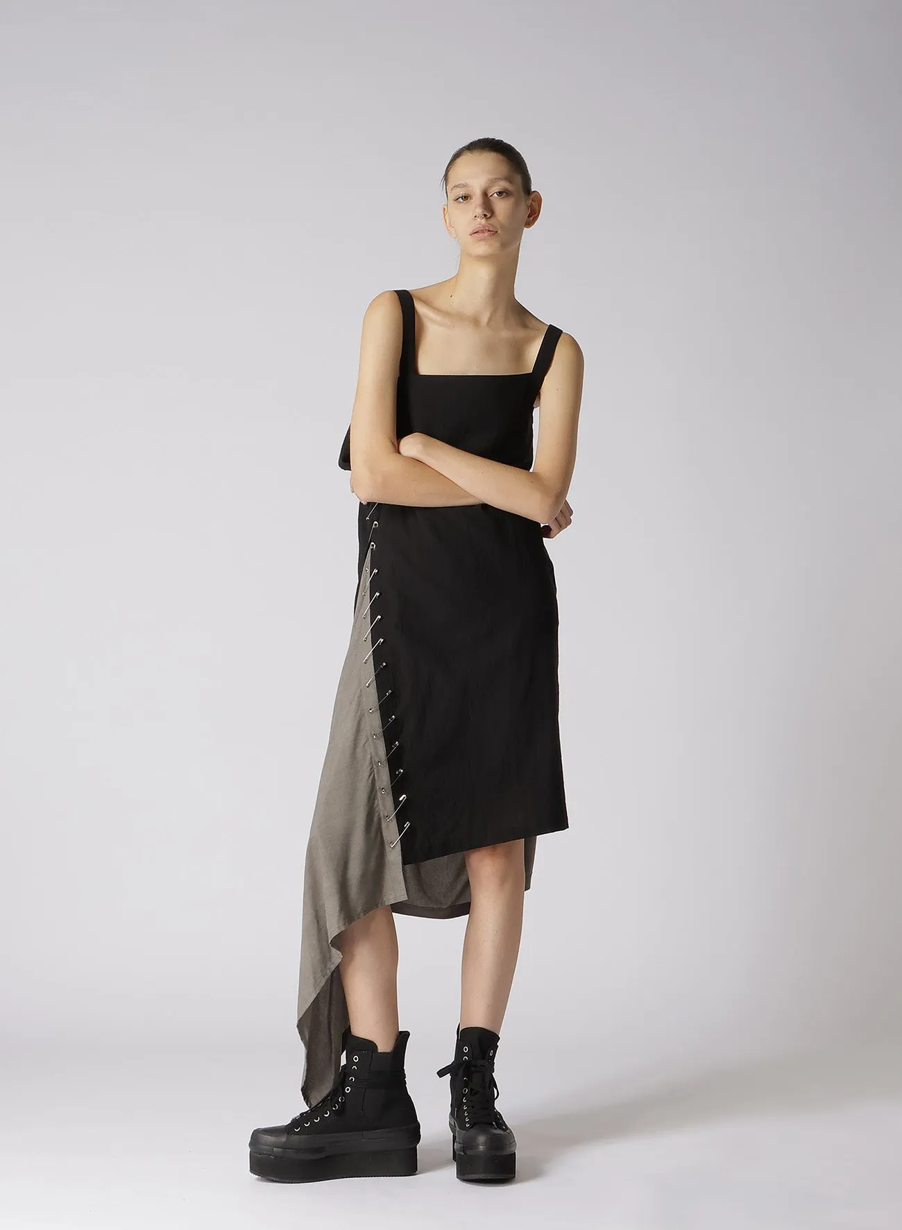 SUMI INK DYE ASYMMETRIC DRESS WITH PIN sold by Yohji Yamamoto product image thumbnail 5