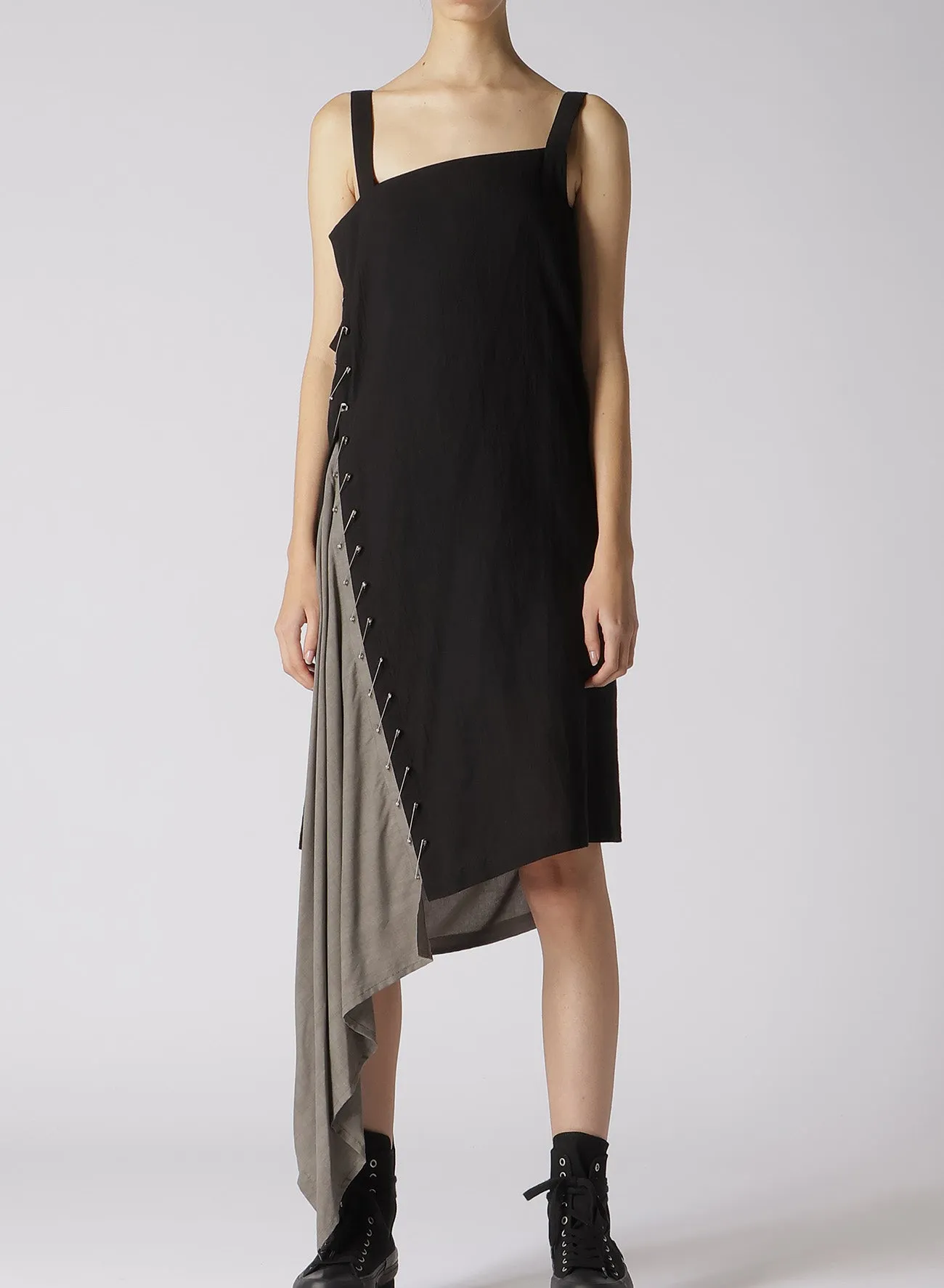 SUMI INK DYE ASYMMETRIC DRESS WITH PIN sold by Yohji Yamamoto product image thumbnail 4