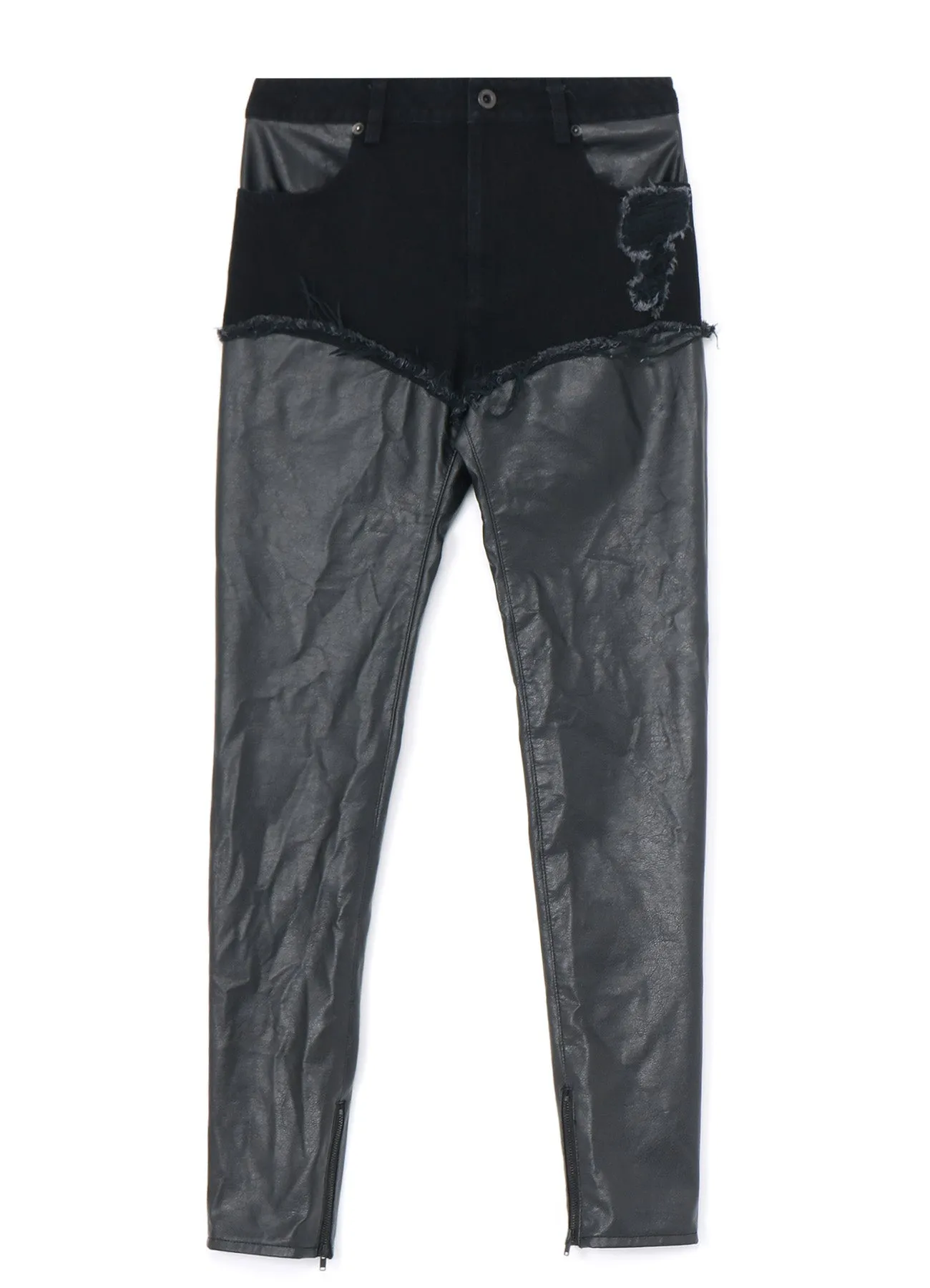 LEATHER + DENIM SLIM PANTS sold by Yohji Yamamoto product image thumbnail 2