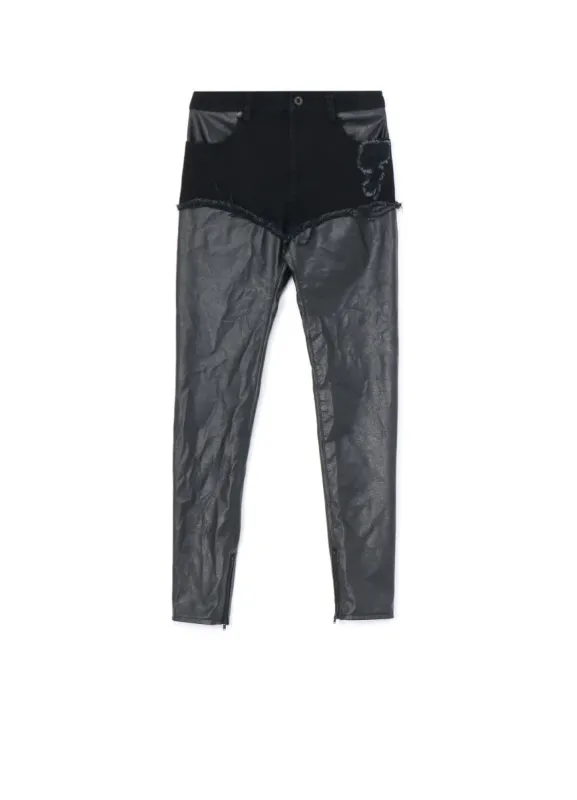 LEATHER + DENIM SLIM PANTS sold by Yohji Yamamoto