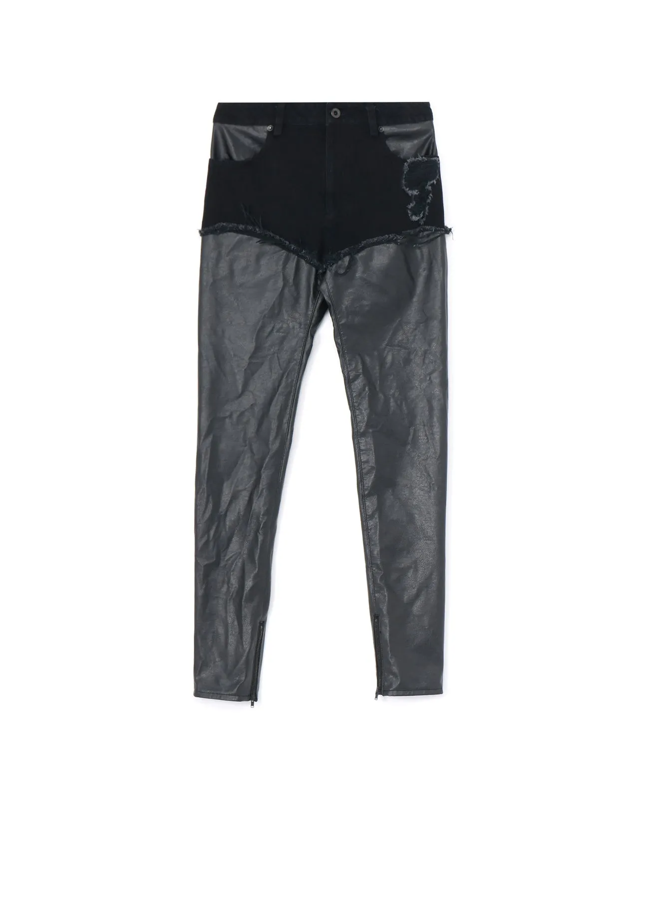 LEATHER + DENIM SLIM PANTS sold by Yohji Yamamoto
