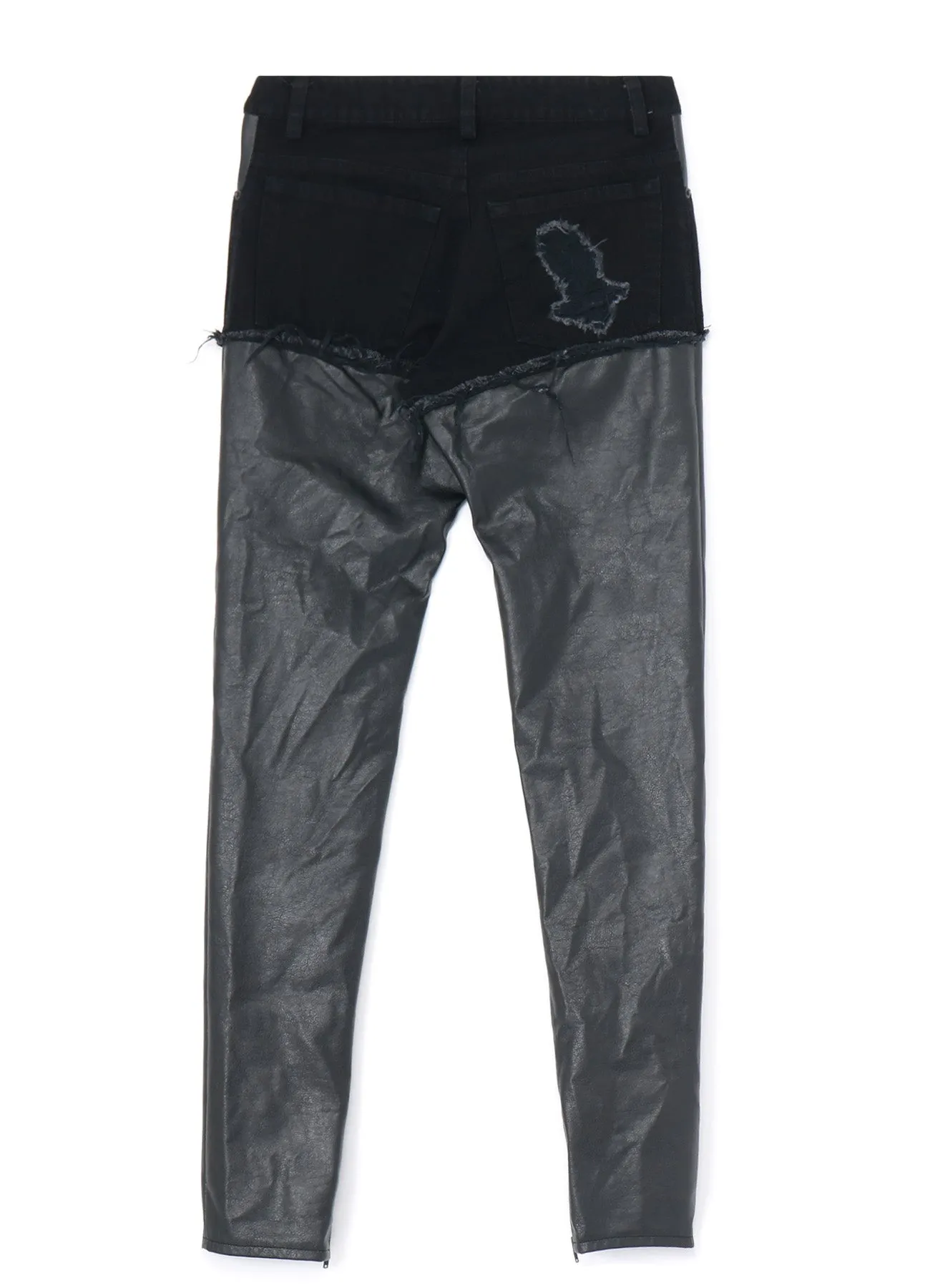 LEATHER + DENIM SLIM PANTS sold by Yohji Yamamoto product image thumbnail 3