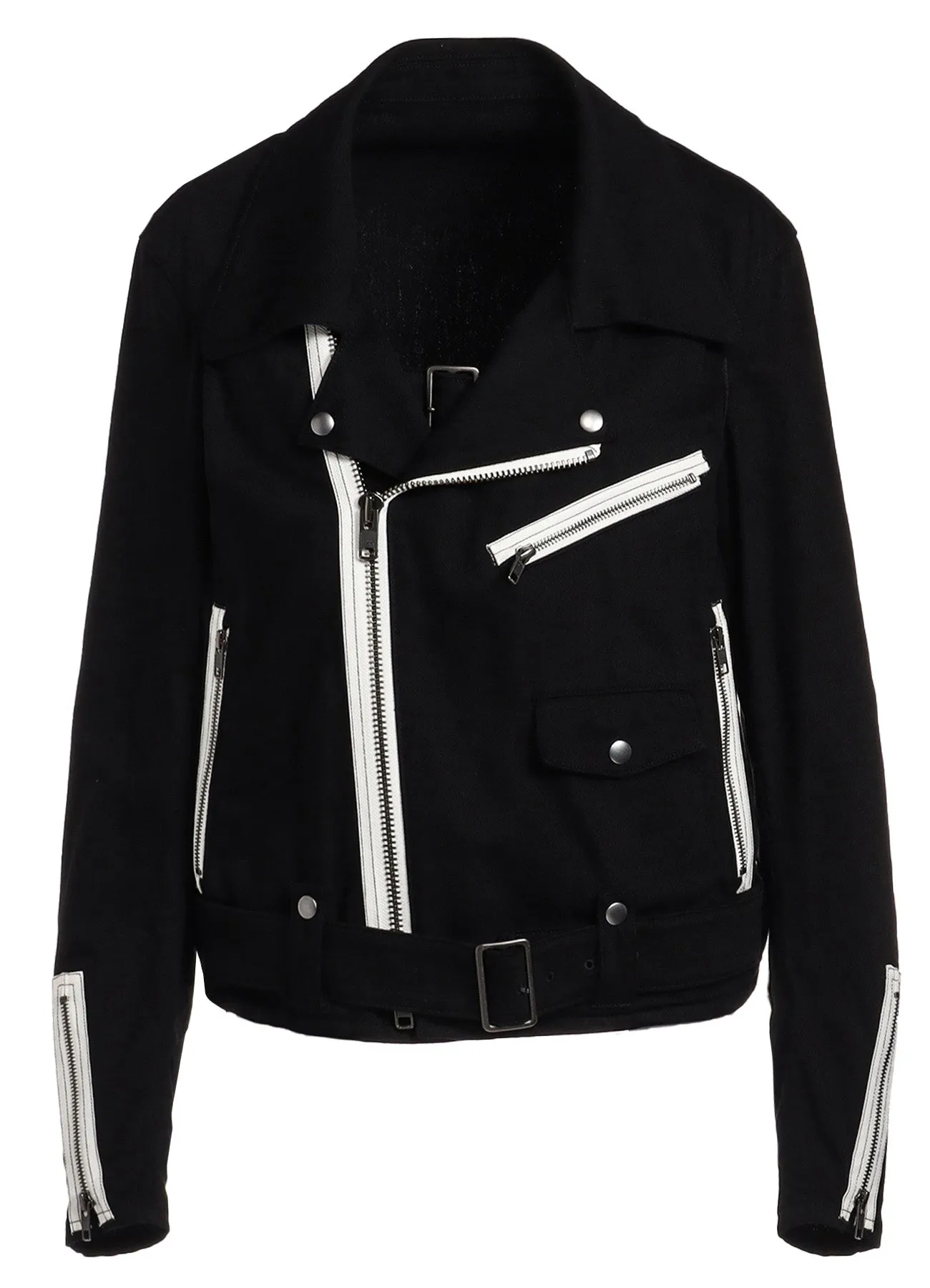 COTTON DRILL BELT DETAIL BIKER JACKET sold by Yohji Yamamoto product image thumbnail 2