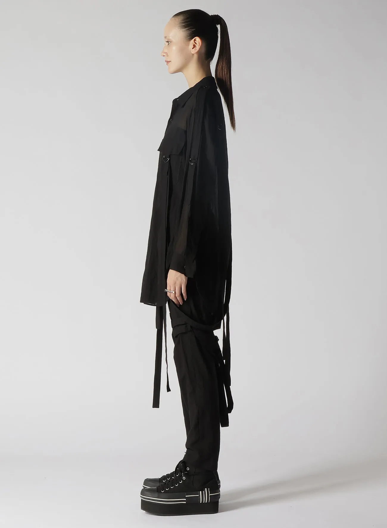 COTTON/SILK CHIFFON HANGING STRAP BLOUSE A sold by Yohji Yamamoto product image thumbnail 5
