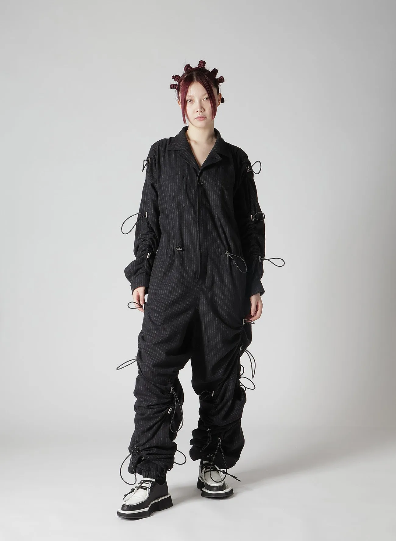 LOOSE ELASTIC OVERALL WITH STRIPES sold by Yohji Yamamoto product image thumbnail 5