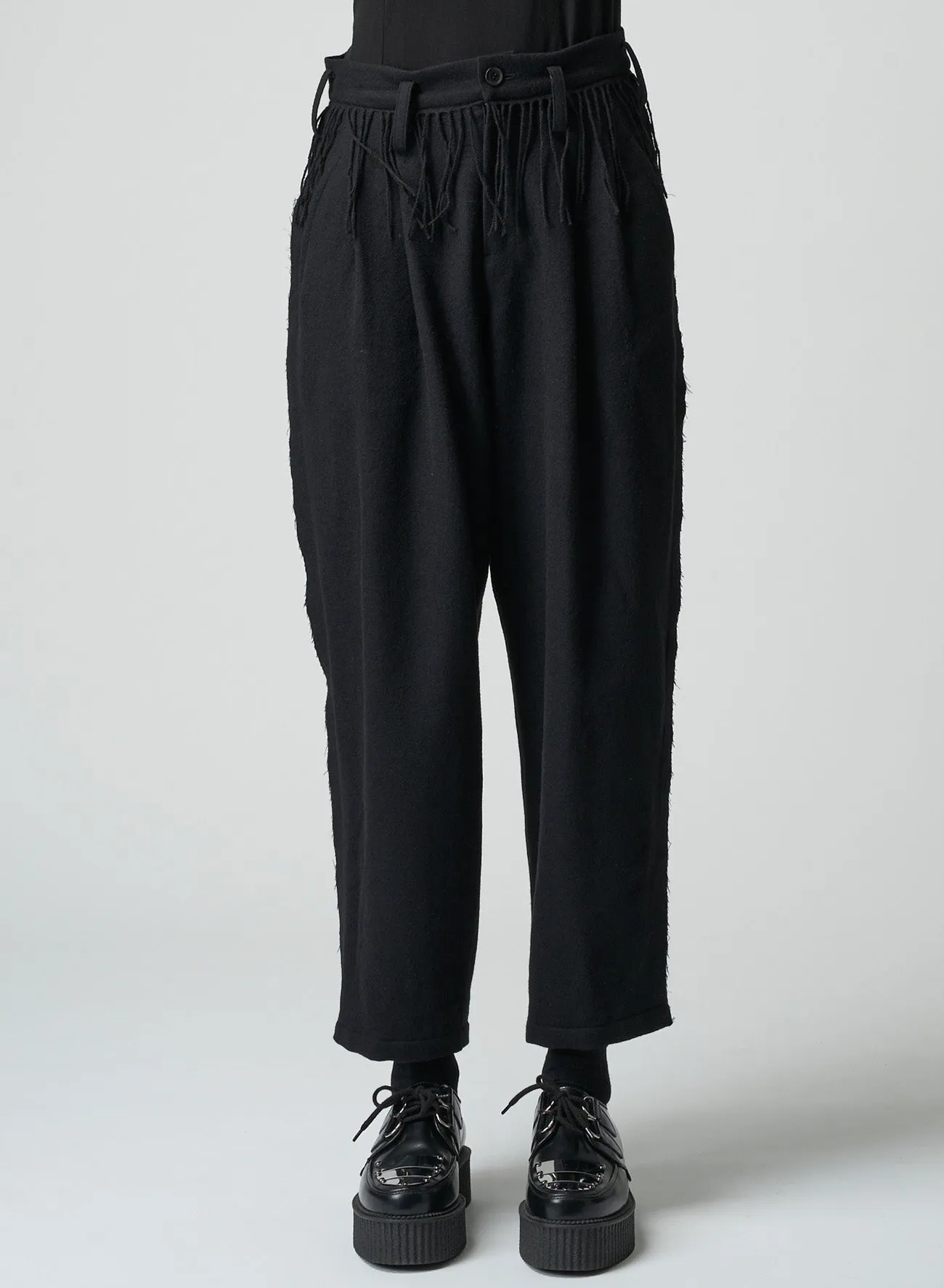 PLEATED SERGE PANTS WITH FRINGE DETAILS sold by Yohji Yamamoto product image thumbnail 4