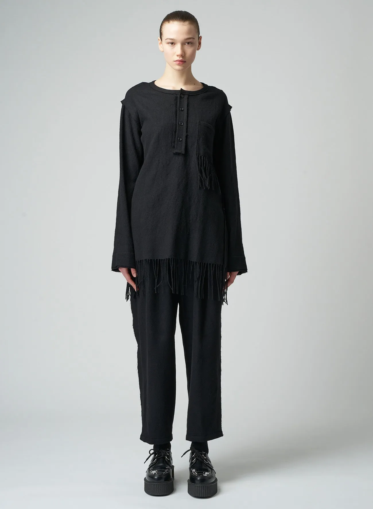 PLEATED SERGE PANTS WITH FRINGE DETAILS sold by Yohji Yamamoto product image thumbnail 5