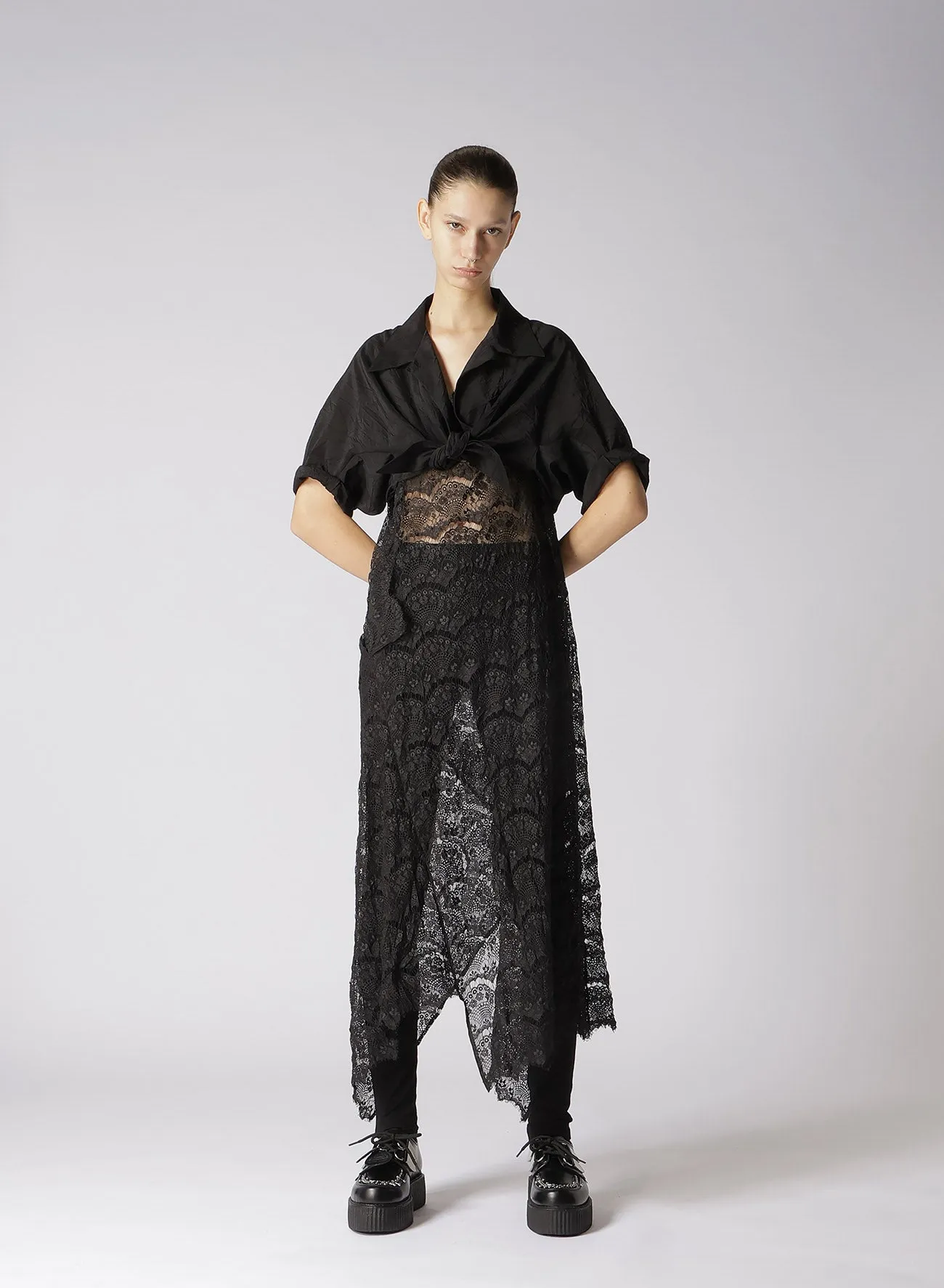 COTTON/SILK WASHED LAWN BOTTOM TIED BLOUSE sold by Yohji Yamamoto product image thumbnail 4