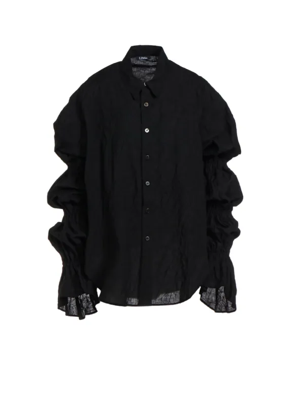 WASHER TYPEWRITER GATHERED SLEEVE BLOUSE sold by Yohji Yamamoto