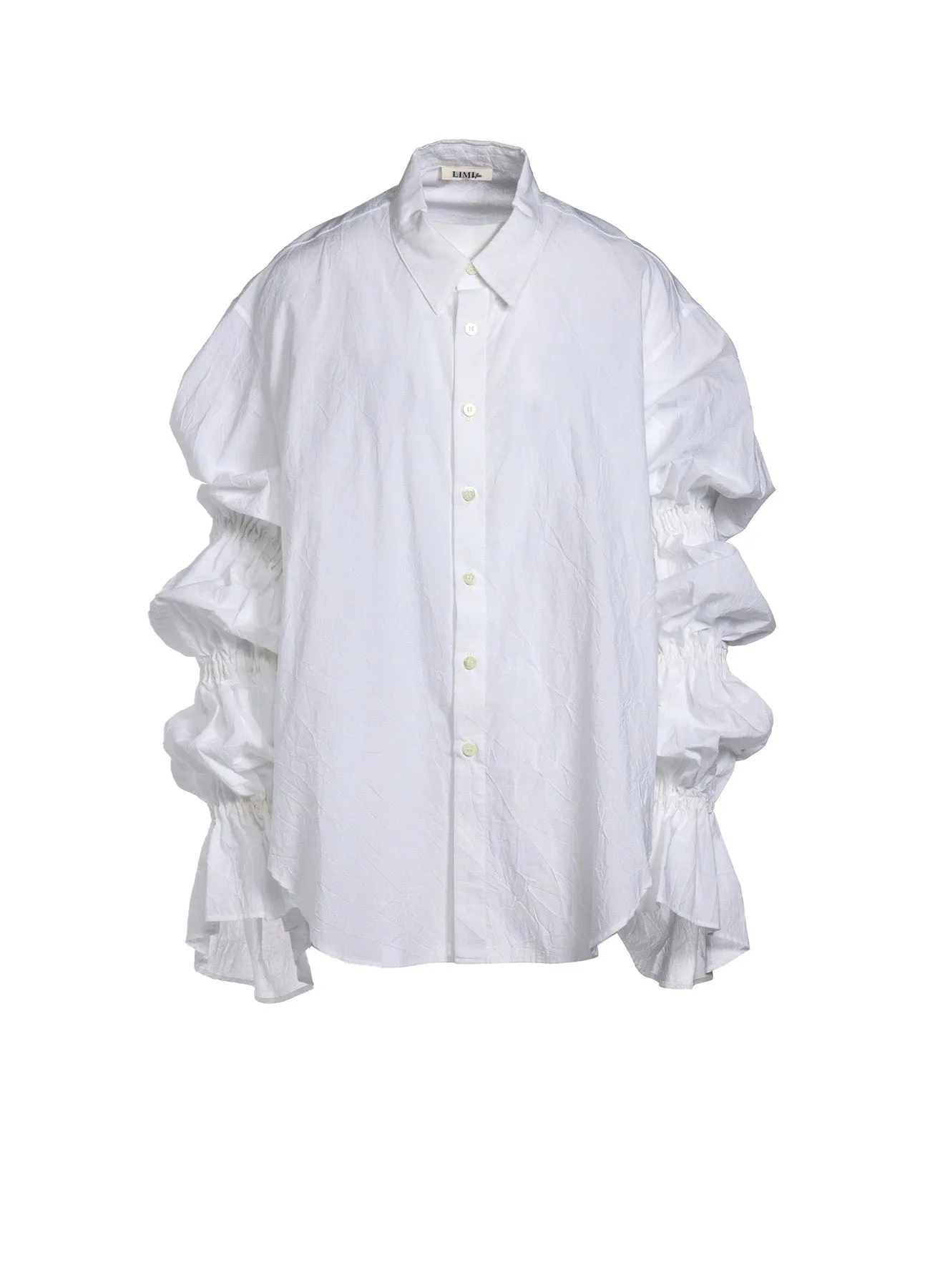 WASHER TYPEWRITER GATHERED SLEEVE BLOUSE sold by Yohji Yamamoto