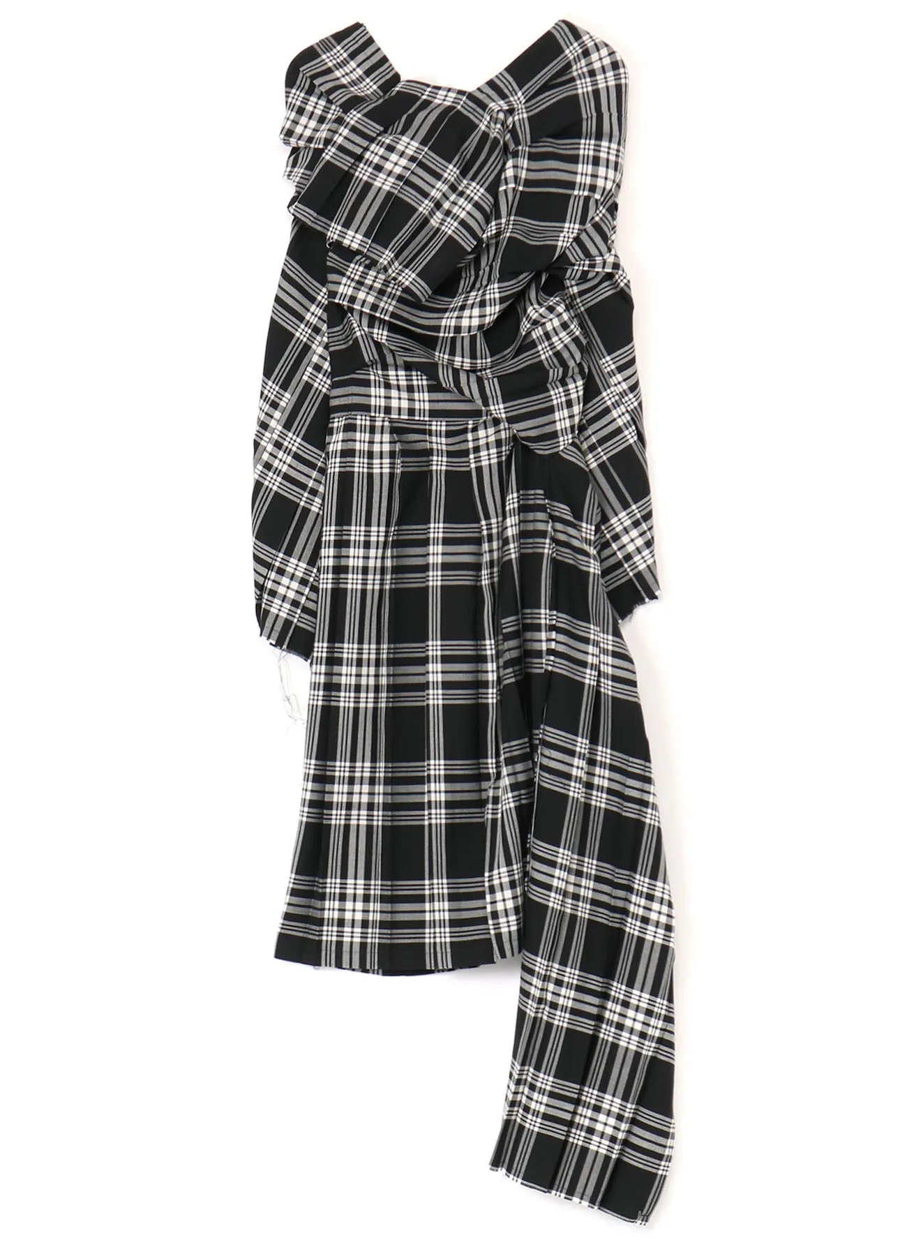 PLAID DRESS WITH TWISTED PLEATS sold by Yohji Yamamoto product image thumbnail 3