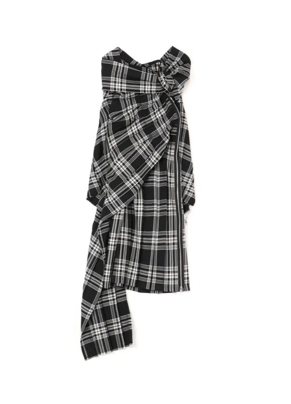 PLAID DRESS WITH TWISTED PLEATS sold by Yohji Yamamoto