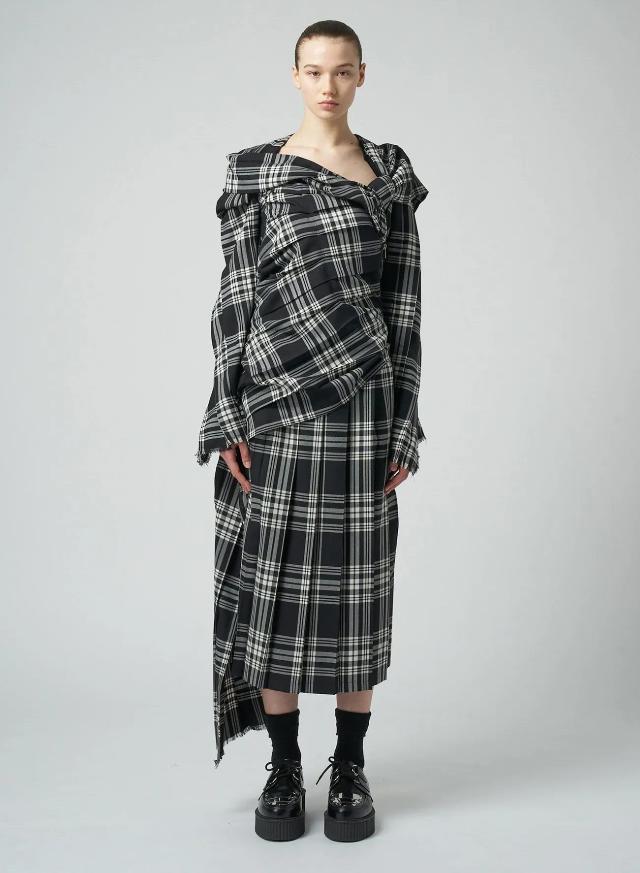 PLAID DRESS WITH TWISTED PLEATS sold by Yohji Yamamoto product image thumbnail 5