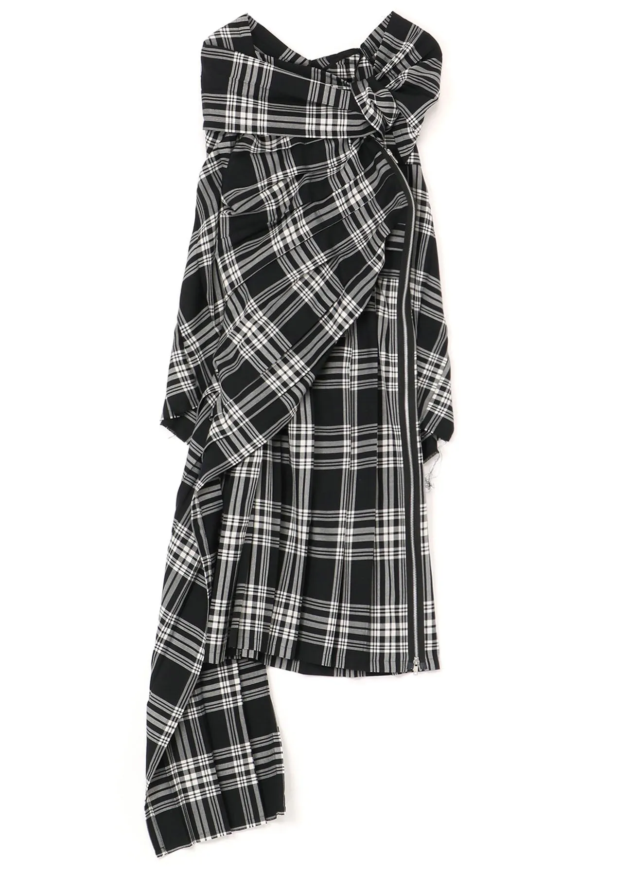 PLAID DRESS WITH TWISTED PLEATS sold by Yohji Yamamoto product image thumbnail 2