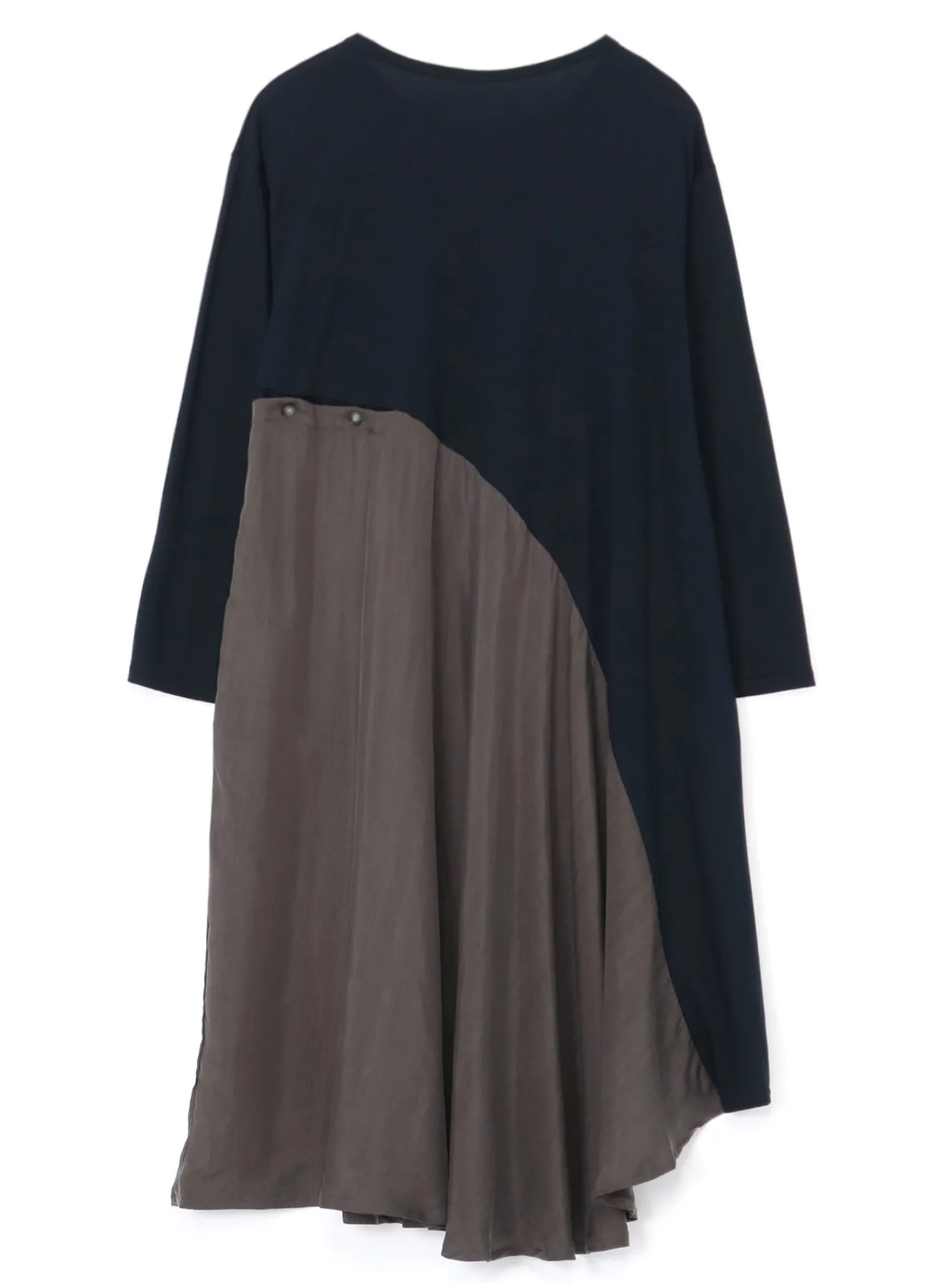 LYOCELL/COTTON JERSEY DRESS WITH DIAGONAL BUTTON-UP SLIT sold by Yohji Yamamoto product image thumbnail 3