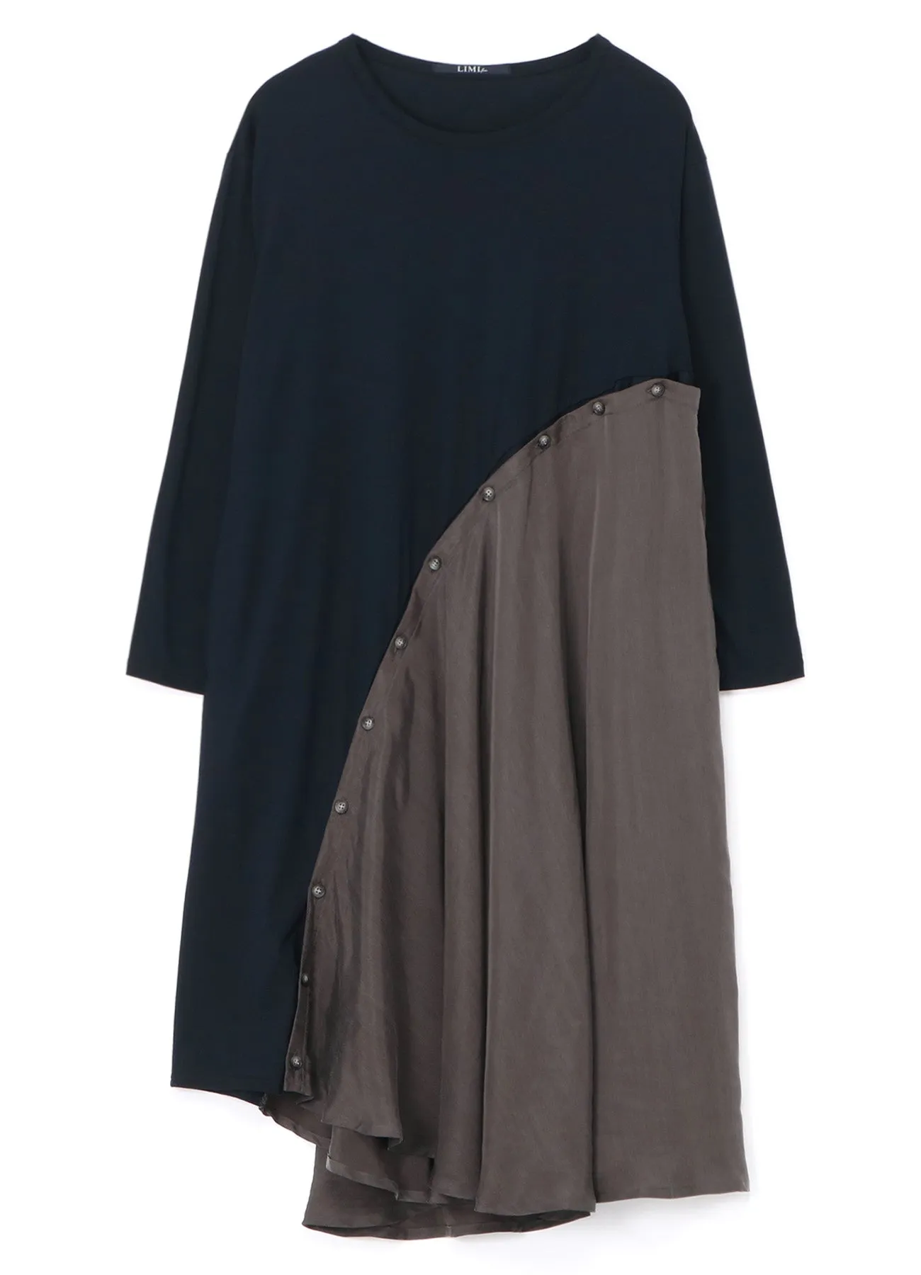 LYOCELL/COTTON JERSEY DRESS WITH DIAGONAL BUTTON-UP SLIT sold by Yohji Yamamoto product image thumbnail 2