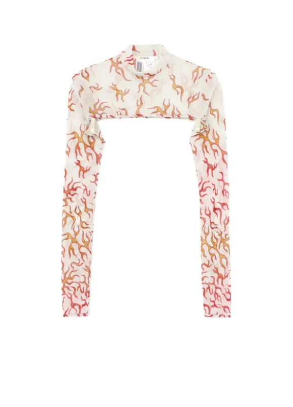 FIRE PRINT EXTREME CROP TOP WITH MOCK TURTLENECK sold by Yohji Yamamoto