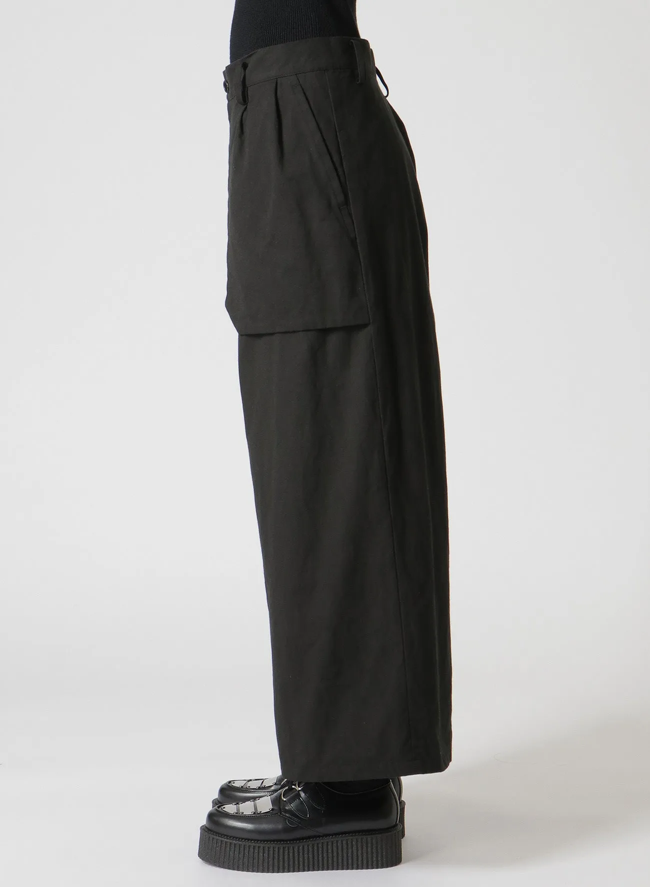HIGH DENSITY COTTON PLEATED WIDE LEG PANTS sold by Yohji Yamamoto product image thumbnail 5