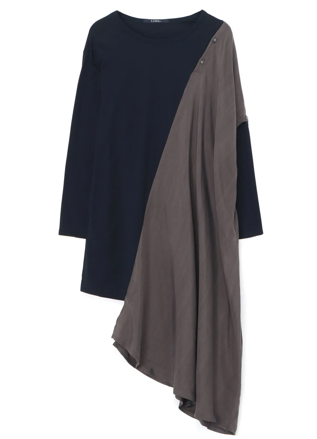 LYOCELL/COTTON JERSEY DRESS WITH ASYMMETRIC HEMLINE sold by Yohji Yamamoto product image thumbnail 2