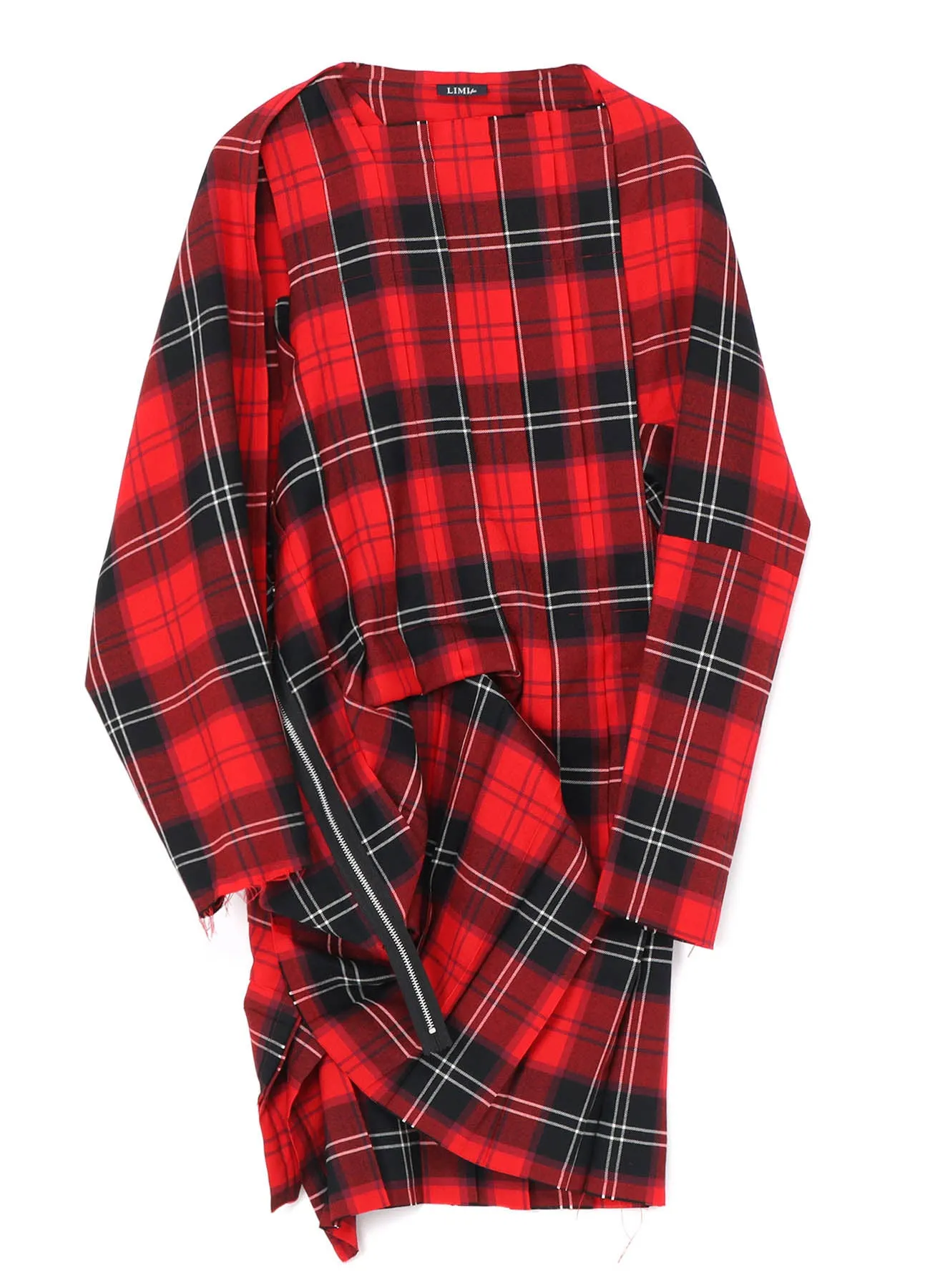 WOOL PLAID PLEATED DRESS sold by Yohji Yamamoto product image thumbnail 2