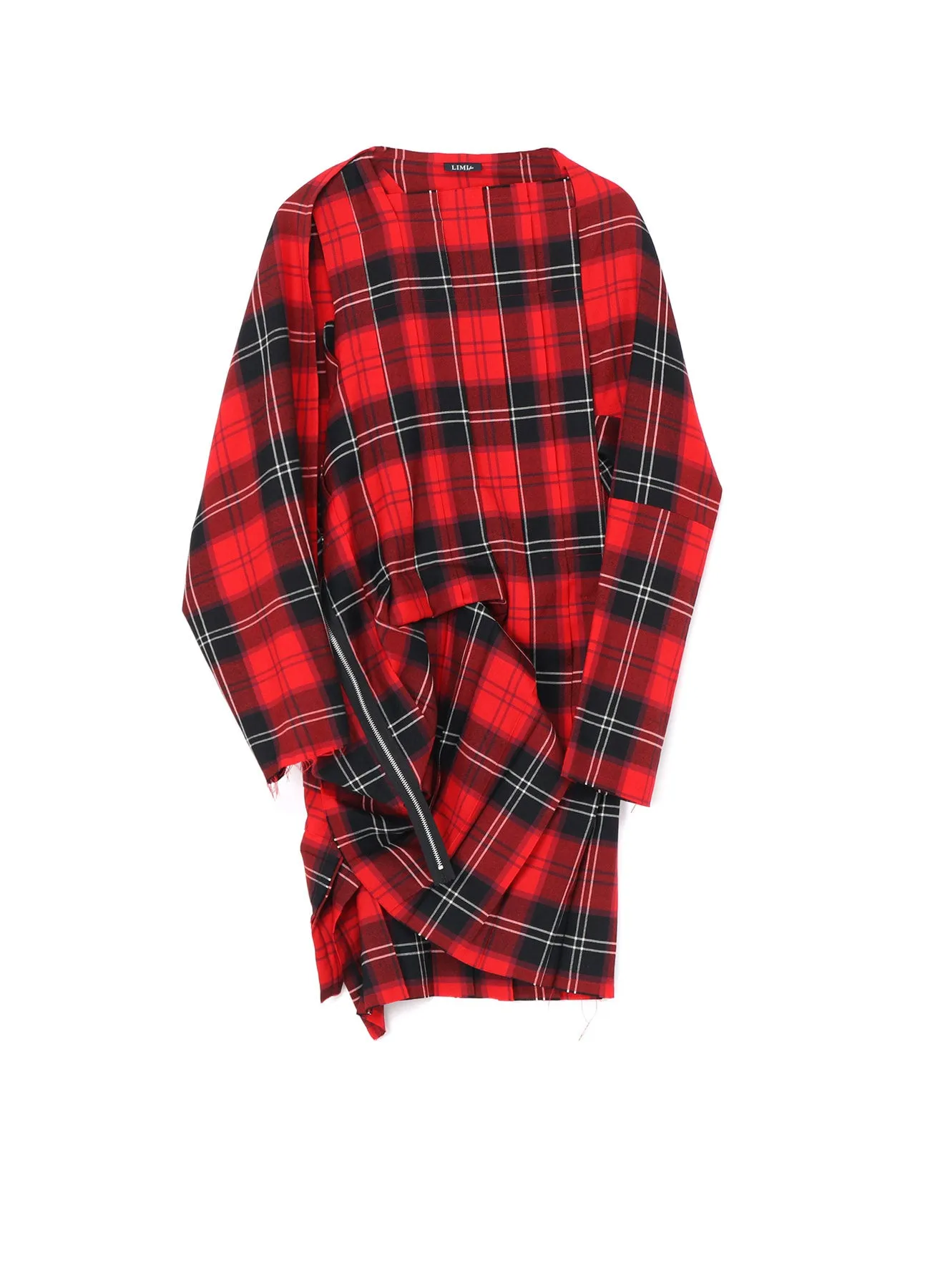 WOOL PLAID PLEATED DRESS sold by Yohji Yamamoto